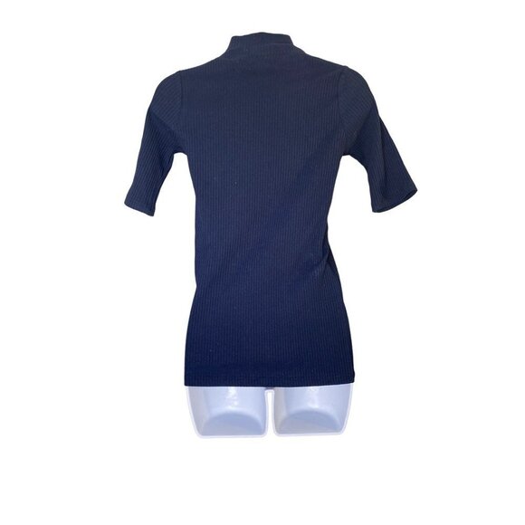 Hatch Womens Rowan Ribbed Mock Neck Navy Maternity Sweater SZ 0 - Picture 3 of 9